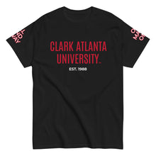 Load image into Gallery viewer, A black T-shirt with 'Clark Atlanta University' text and the founding year '1981' in red and white.